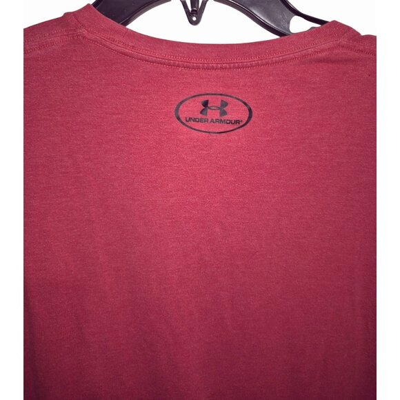 Under Armour Mens Red Heatgear T-Shirt Medium Loose Fit Short Sleeve Lightweight - Picture 5 of 6